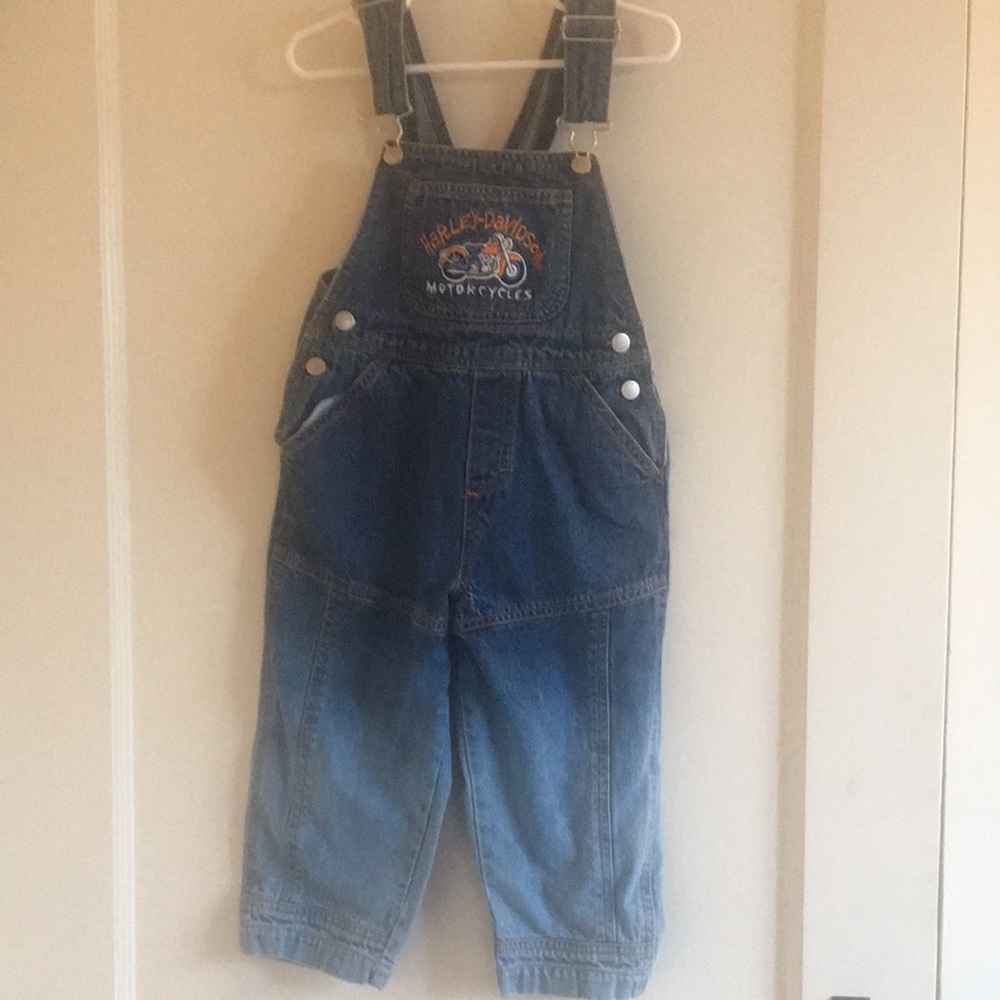 EUC Boys 3T Vintage Denim Harley Davidson Over-all’s